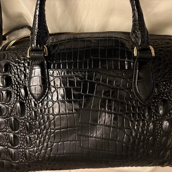 Brahmin Stacy Black Melbourne Embossed Leather Satchel - Picture 2 of 6